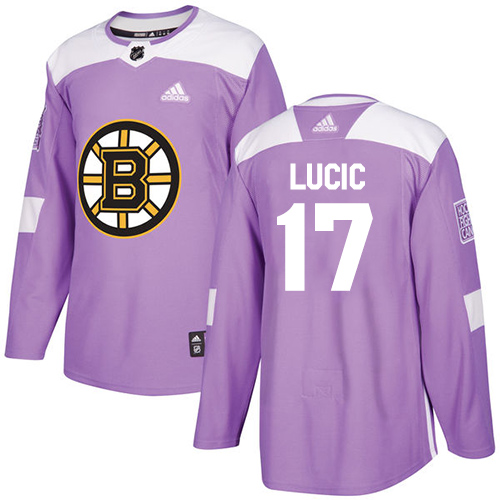 Adidas Bruins #17 Milan Lucic Purple Authentic Fights Cancer Stitched NHL Jersey